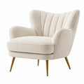 Fauteuil en tissu bouclé et métal blanc 85x85x75 cm