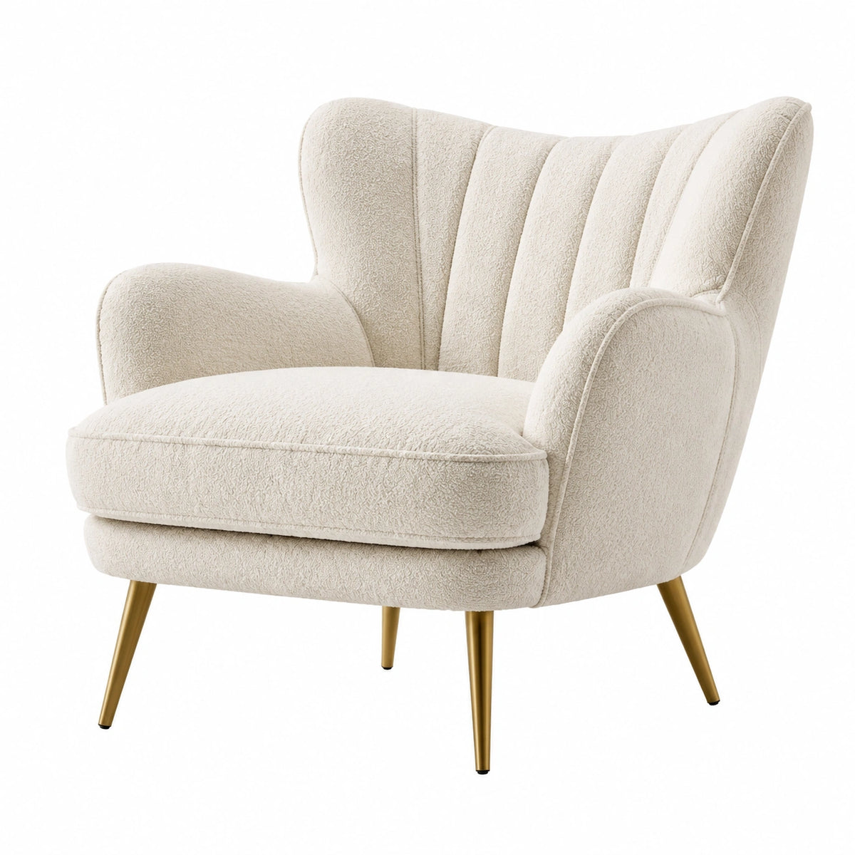 Fauteuil en tissu bouclé et métal blanc 85x85x75 cm