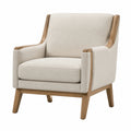 Fauteuil en bois avec tissu en lin beige