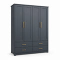 Armoire en bois bleu-gris avec poignées en acier inoxydable