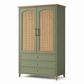 Armoire en bois avec portes en rotin vert