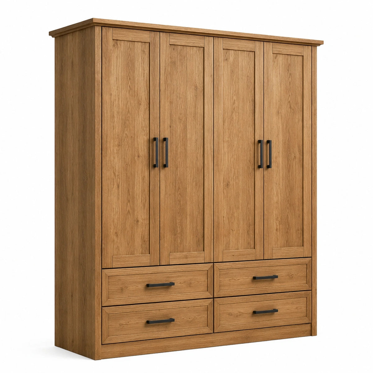 Armoire en bois de chêne 4 portes 4 tiroirs