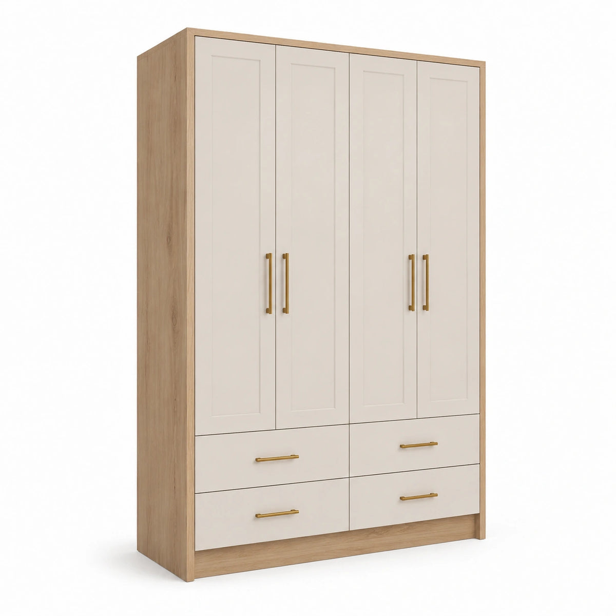 Armoire en bois avec MDF, 4 portes, beige