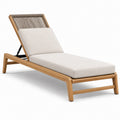 Chaise longue en bois avec coussin en polyester beige
