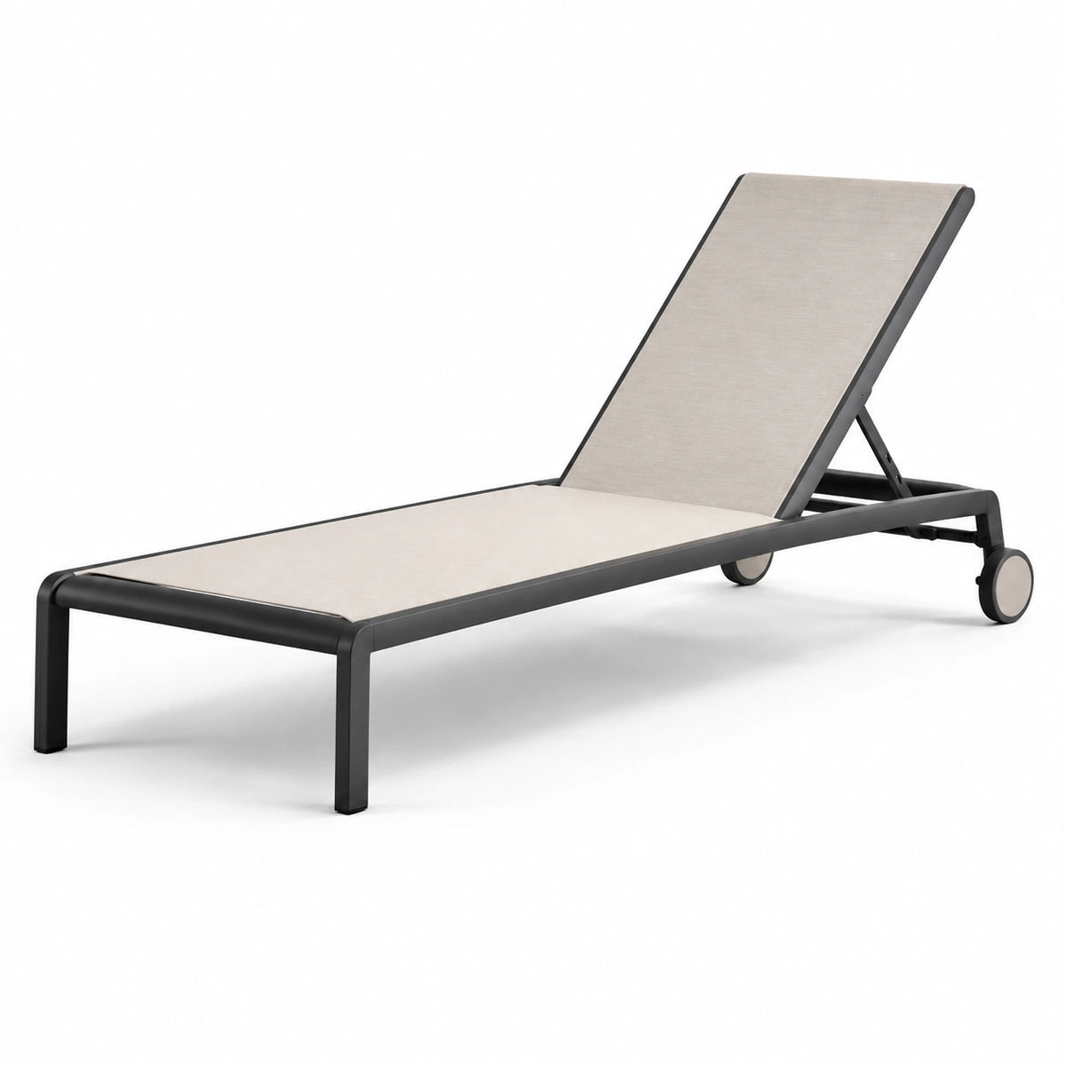 Chaise longue en aluminium et textilène réglable beige