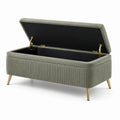 Banc de rangement en velours avec pieds en métal doré