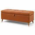 Banc de rangement en cuir synthétique marron
