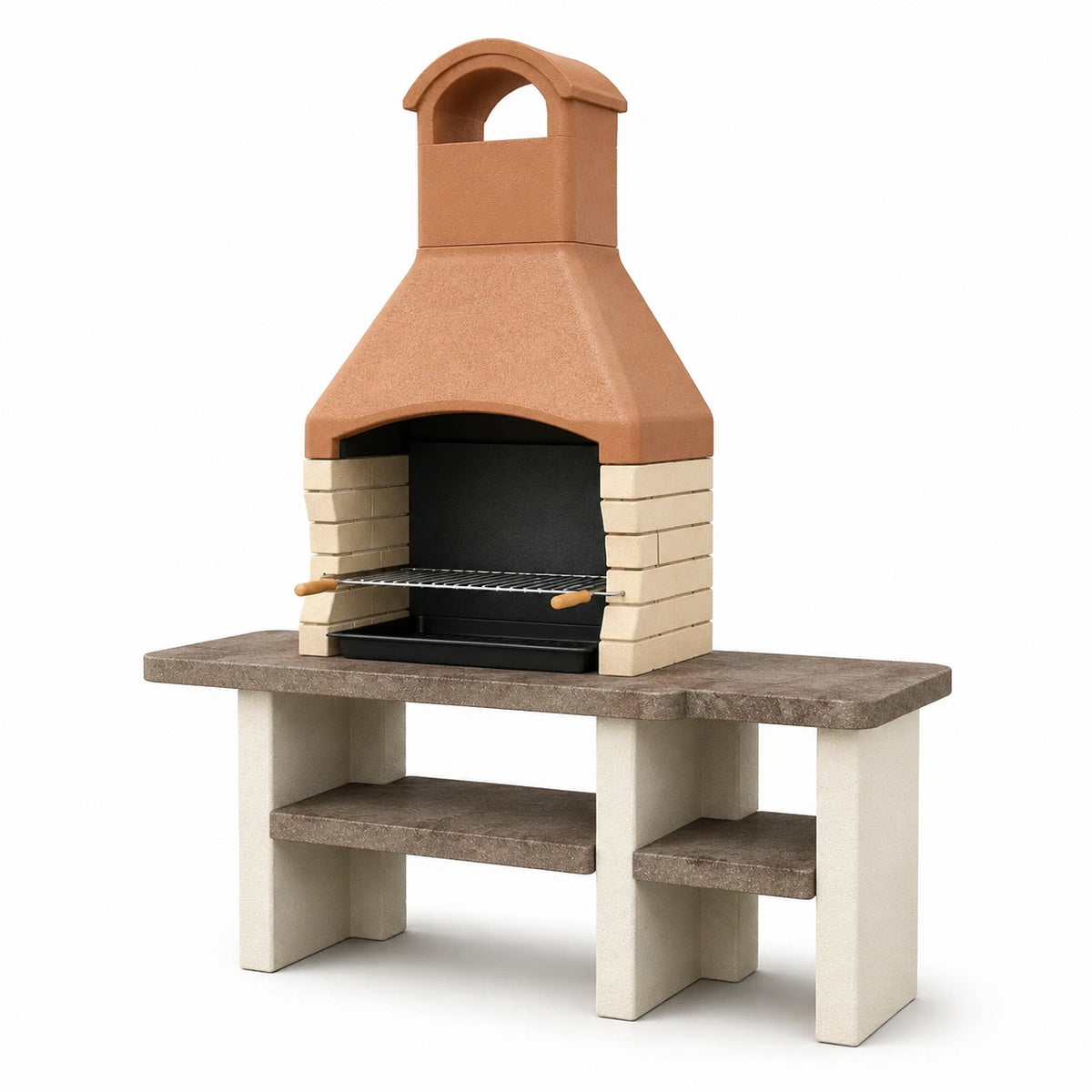 Barbecue en pierre réfractaire et argile 180 cm x 130 cm x 65 cm