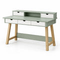 Bureau en bois avec tiroirs vert/gris et blanc 120x60x80 cm