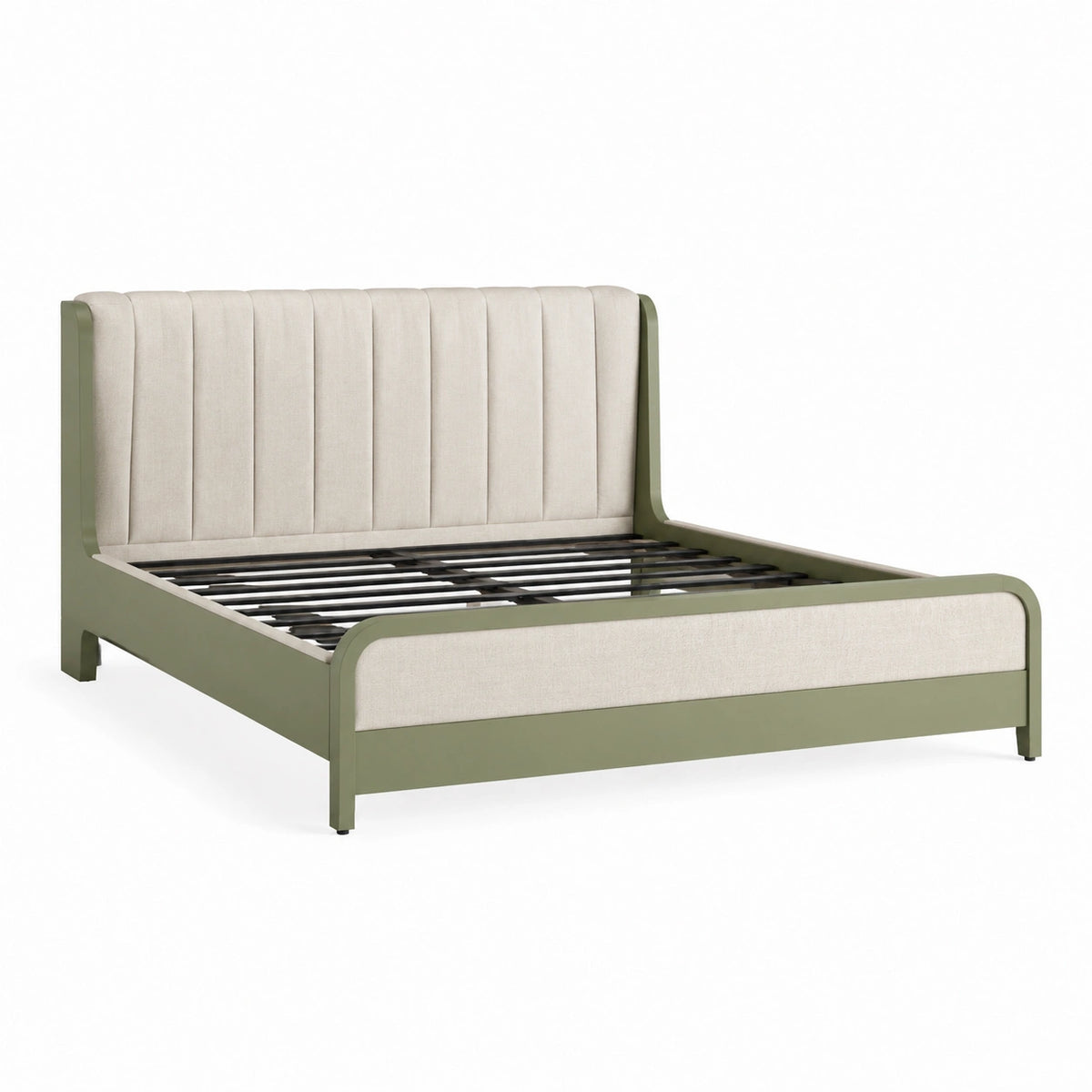 Lit double en métal et tissu polyester beige 200x160 cm