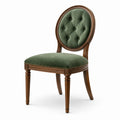 Chaise en bois et velours vert
