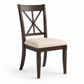 Chaise de salle à manger en bois brun avec assise en tissu polyester beige