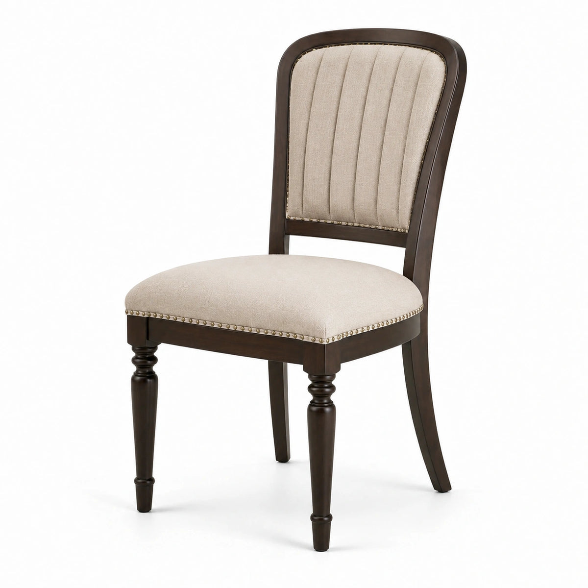 Chaise en bois avec tissu en polyester beige