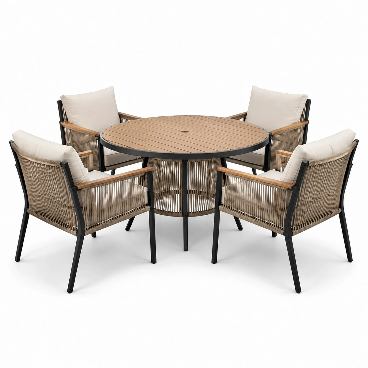 Ensemble de salle à manger de jardin en aluminium et teck