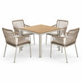 Ensemble de Repas Carré en Aluminium et Corde Beige