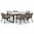 Ensemble table et chaises de jardin en aluminium et corde - Beige et Noir
