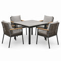 Ensemble de repas d'extérieur en métal et bois avec 4 chaises